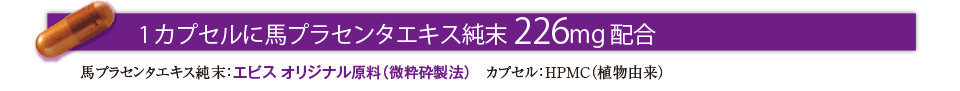 1カプセルに馬プラセンタエキス純末226mg配合