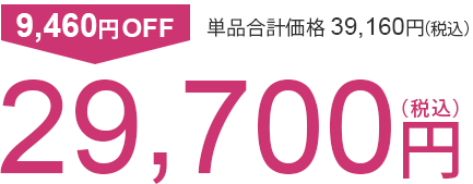 9,460円OFF 単品合計価格39,160円(税込)　29,700円(税込)